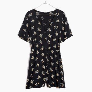 Madewell Button-Front Day Romper in Marseille Daisies